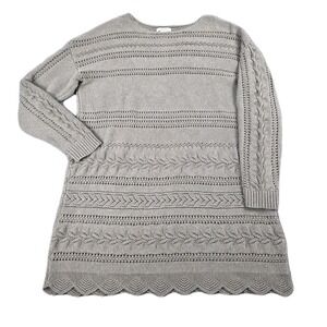 Sundance Sweater Dress L Taupe Open Knit Long Sleeve Boho Silk Blend‎ Tunic Top